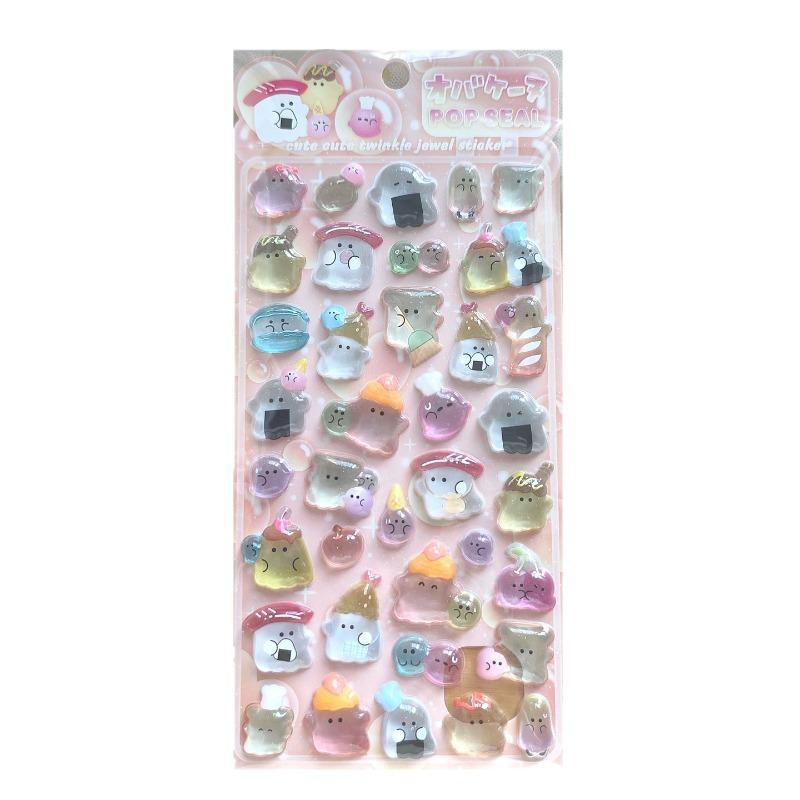 3D Yoyo Family Relief Sticker, Crystal Children's Cartoon Handmade Decorative Sticker, Suitable for Gifting and Decorating