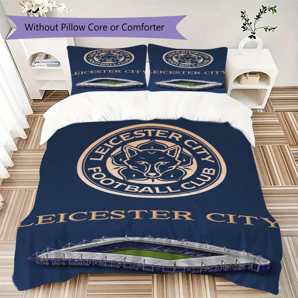Leicester City Μοτίβο Σετ Κλινοσκεπασμάτων Κουβέρτα Κάλυμμα Μαξιλαροθήκη Διακόσμηση Σπιτιού Δώρο Γενεθλίων (1 * παπλωματοθήκη + 2 * μαξιλαροθήκη χωρίς πυρήνα)70