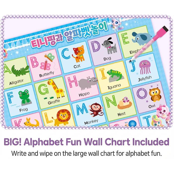 Hergestellt in Korea - Prinzessin Fang! Teenieping Abwischbares Arbeitsbuch (Alphabet / Zahlen) (3 Optionen)