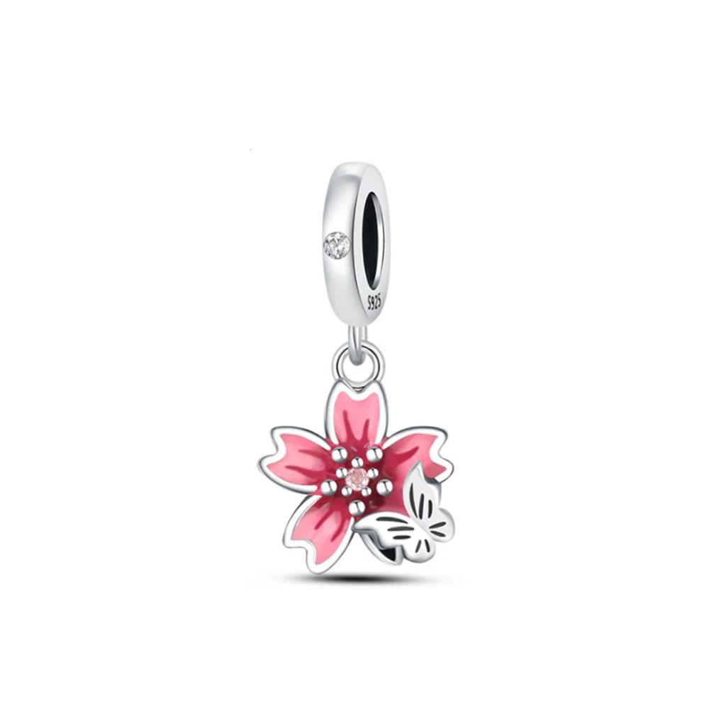 Springs Flower Series Copper Bird Hibiscus Tulip Charm Bead Fit Women Original Bracelet Jewelry For Gift