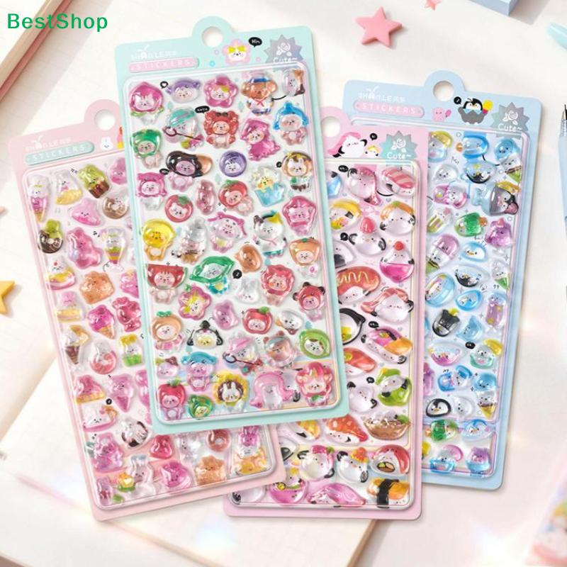 3D Crystal Epoxy Gel Stickers, Cute Cartoon Animal Puffy Stickers for Kids Crafts, Scrapbooking & Reward Gifts