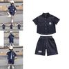 Trendy Blue Boys Denim Short Sleeve Set For Summer Stylish Casual Outfit For Kids