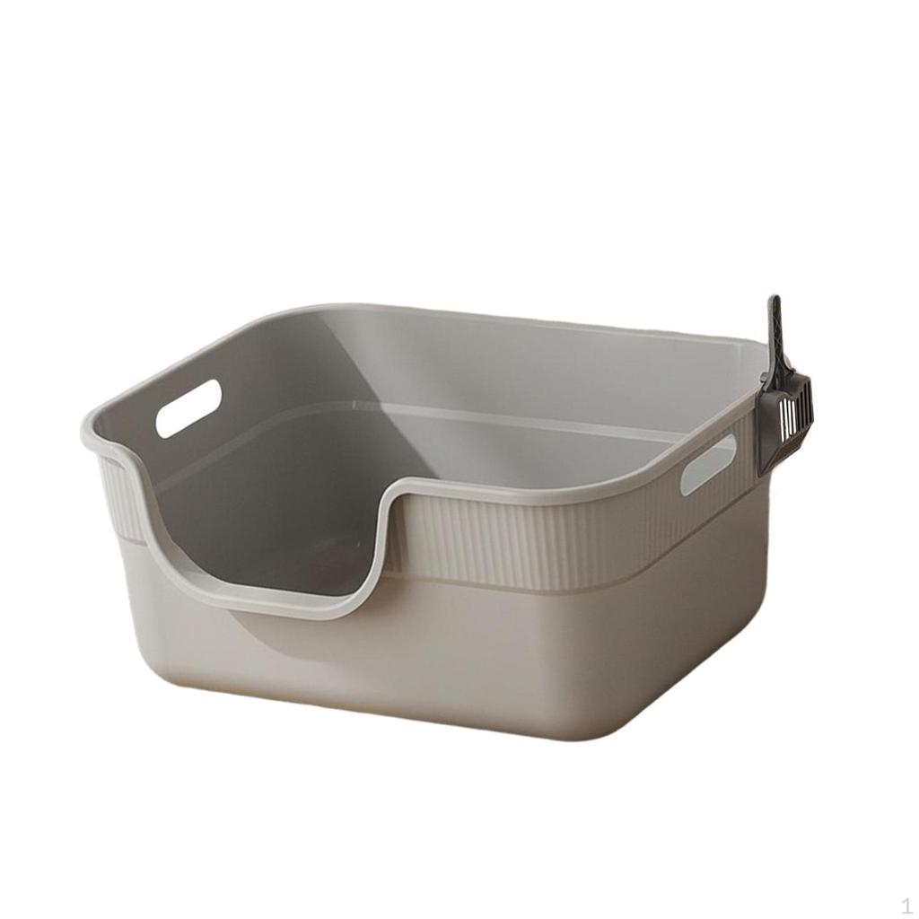 Cat Open Top Anti Splashing,Pet Supplies,Easy To Clean,with Hollow Handles High Sides Litter Pan for
