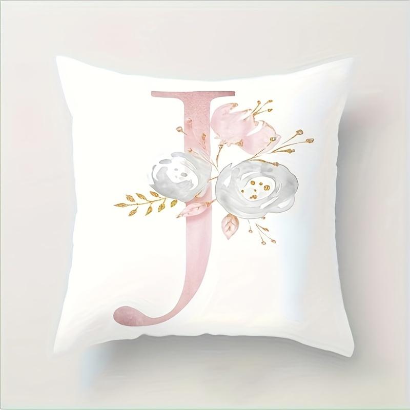 Abc Letter Floral Alphabet Decorative Pillow Cover Indoor Outdoor Party Farmhouse Home Decor Peach Skin Monogram Aesthetic Art