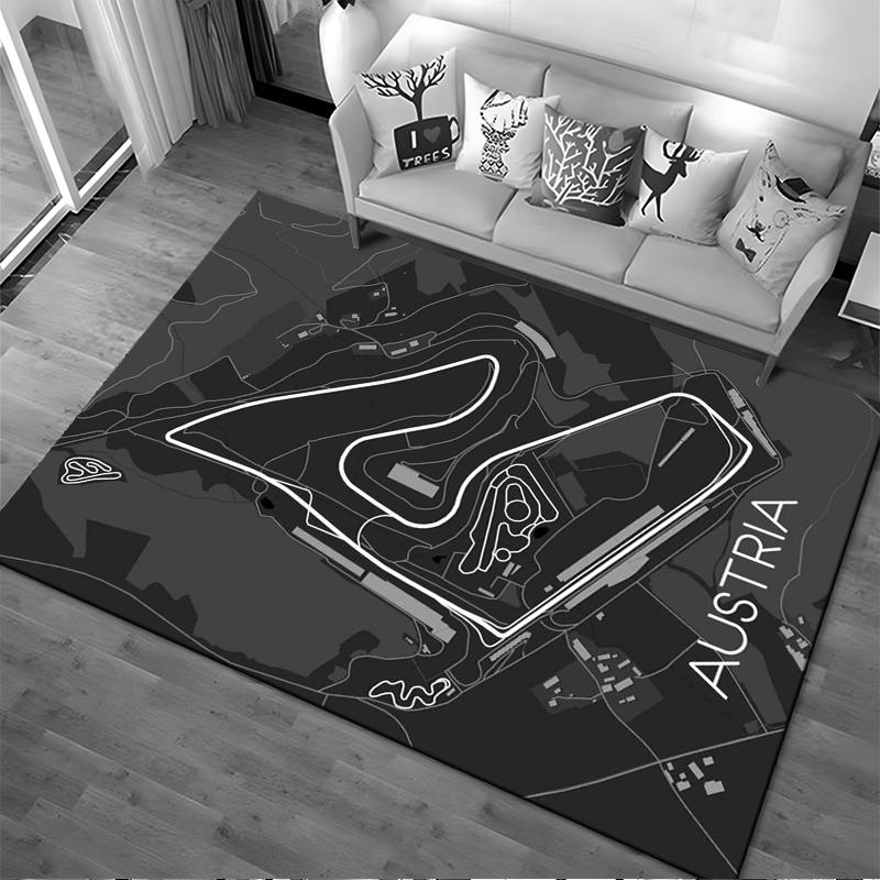 Austria Circuit Map Design Rug Non-slip rug suitable for living room and bedroom sofas.