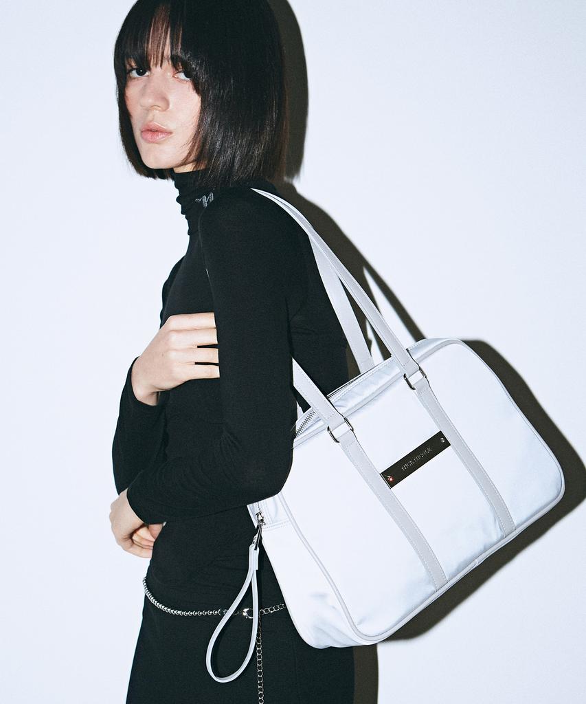 Nick&Nicole Crystal Nylon Combi Boston Bag_Silver