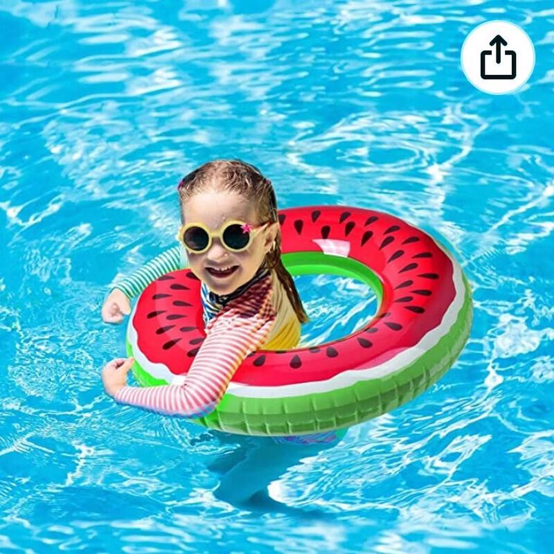 Children's Inflatable Rainbow Raft & Swim Ring 3-Piece Set