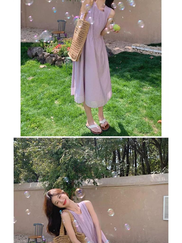 Women's Elegant Purple Sleeveless Camisole Dress for Summer 2025 Seaside Vacations