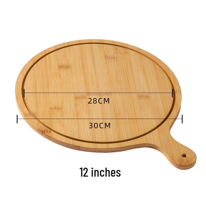 Round Bamboo Wooden Tray: Pizza, Bread, Sushi, Cake, Steak Serving Plate.