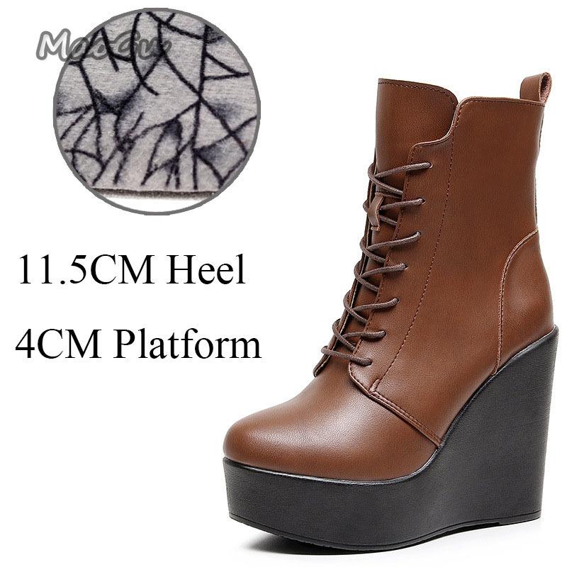 2026 Damskie Czarne Koturny Platforma Botki na Kostkę Zamek Boczny Gruba Obcas Botas Wiosna Jesień Moda Damskie Buty Rozmiar 33-43 Botines