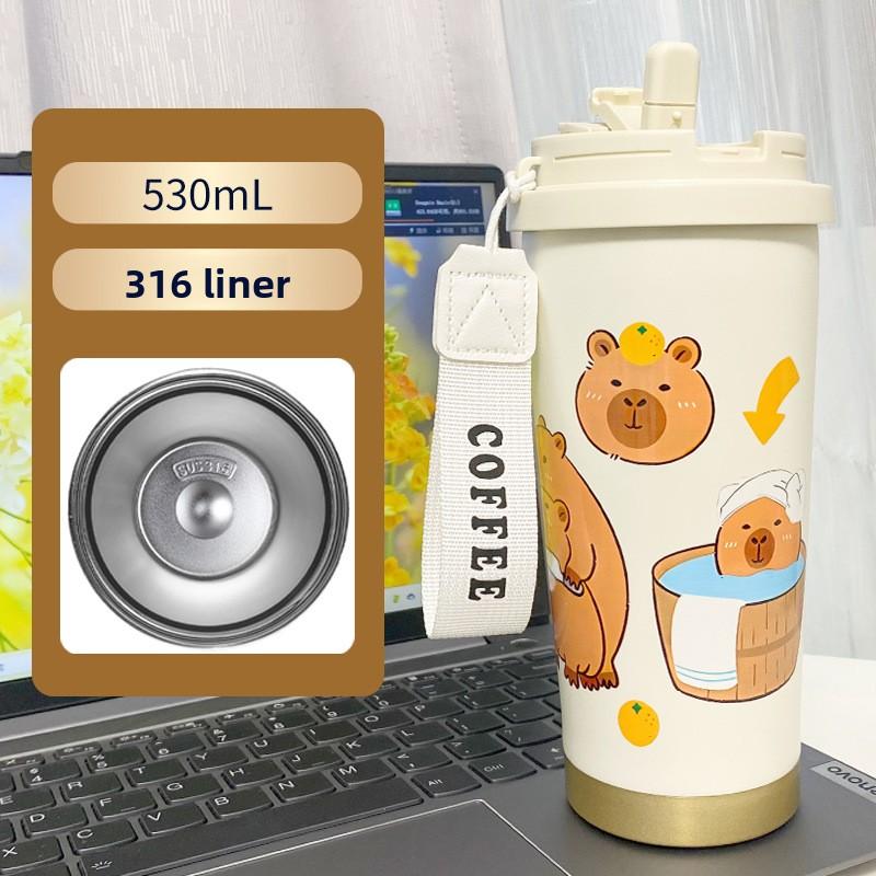 Cartoon Coffee Cup 316 Stainless Steel Thermos Cup High Value Portable Water Cup Car Accompanying Cup