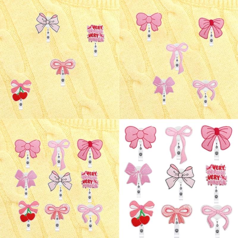 9pack Lovely Embroidered Appliques Colorful Bows Glitters Embroidered Patches for Customizing Apparels