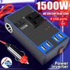 Car Power Inverter Cigarette Lighter Socket Quick Charge 12V/24V To 220V Car Splitter with 4 USB Ports 1500W