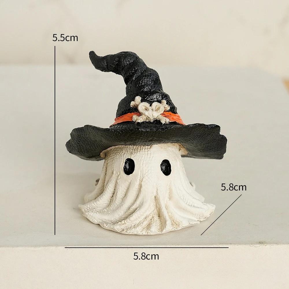 

1PC Halloween Horror Hat Ghost Resin Craft Home Decor Scary Ornament Decoration Party Gift Spooky Collectible Art Fairy Garden чёрный