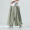 Pantalones de Lino y Algodón de Pierna Ancha Estilo Chino Retro Japonés Harajuku para Hombre Verano Transpirables Streetwear Sueltos Casuales