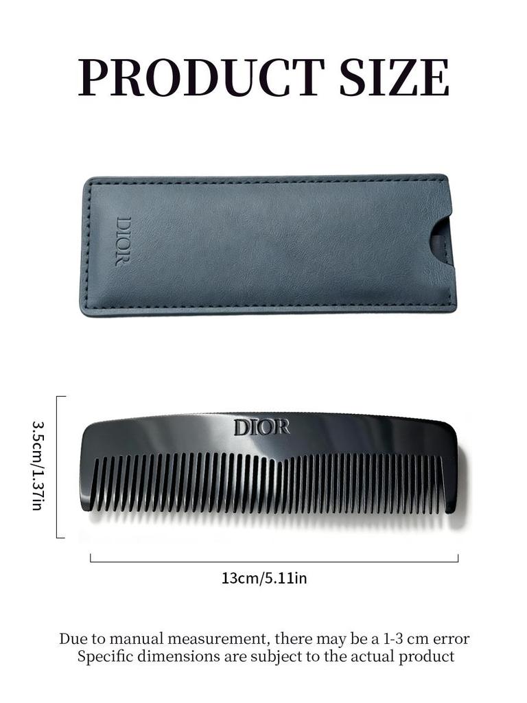 DIOR Fine‑tooth Pocket Hair Comb Portable Anti‑static Hair Styling Comb With Leather Storage Pouch Travel‑size Hairdressing Tool