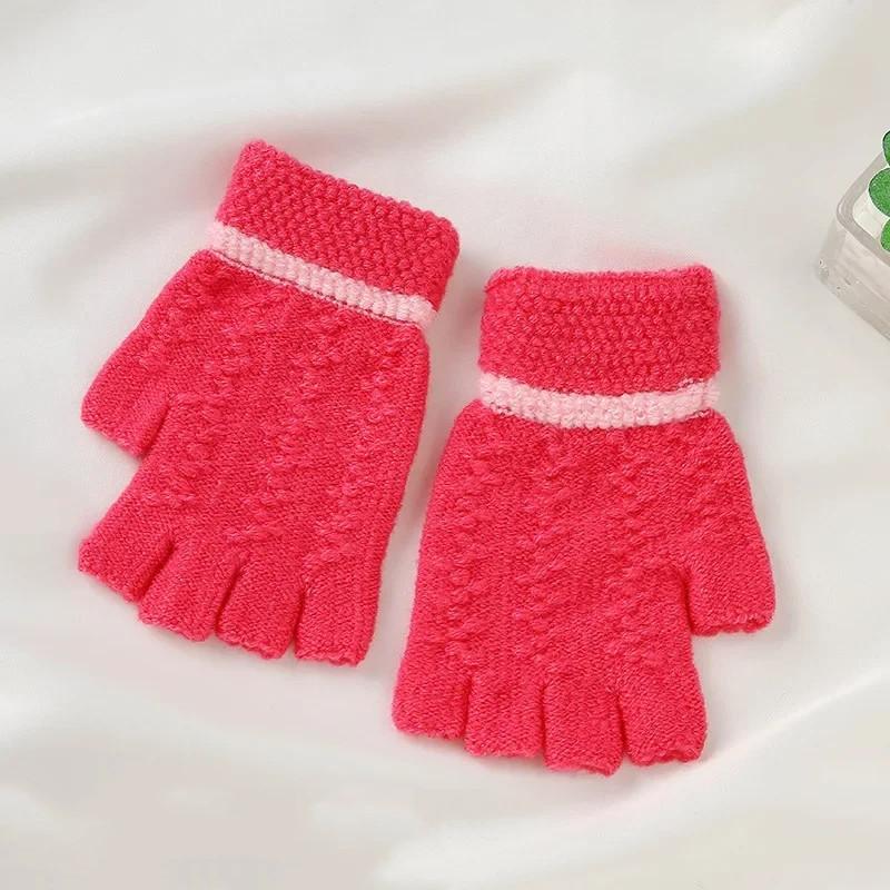 Ciepłe rękawiczki z półpalcem dla dzieci Pisanie żakardowe rękawiczki z dzianiny dla zimowych studentów Dzieci Chłopcy Dziewczęta Ciepłe rękawiczki