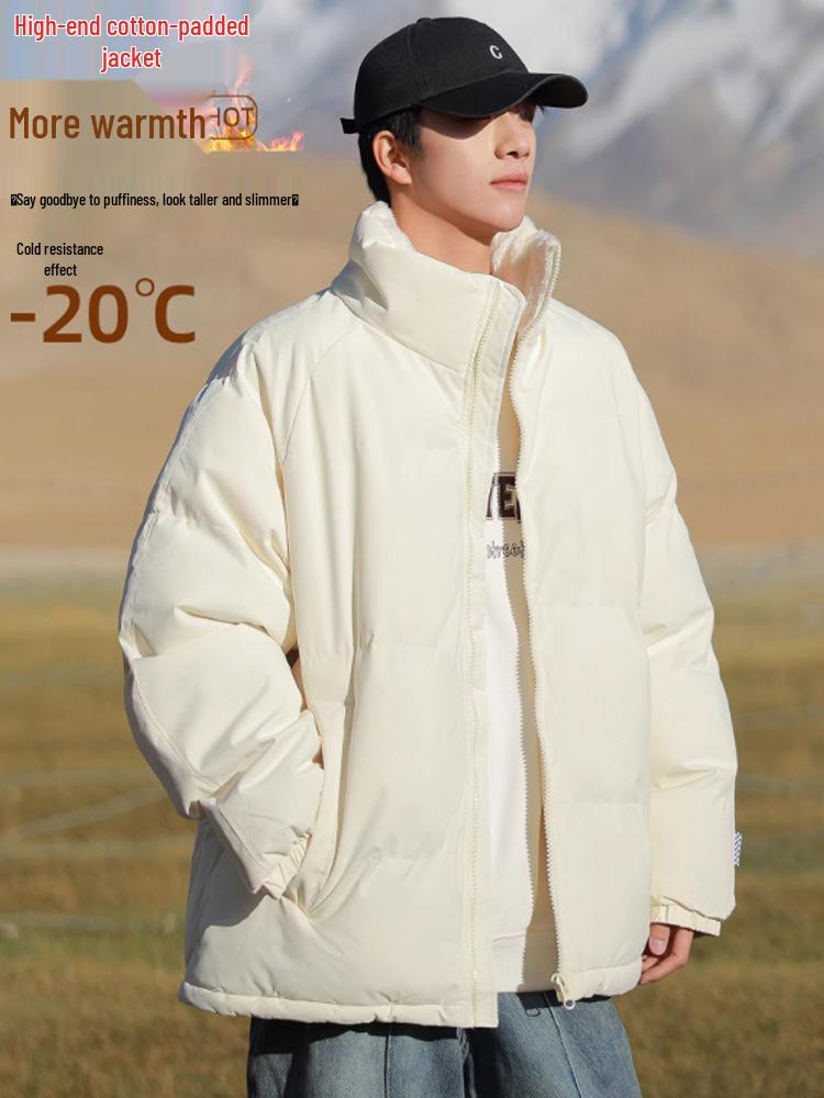 Men's 2025 Lambswool Cotton Padded Jacket - Velvet-Lined, Thick Stand Collar, Winter Warmth & Cold Protection