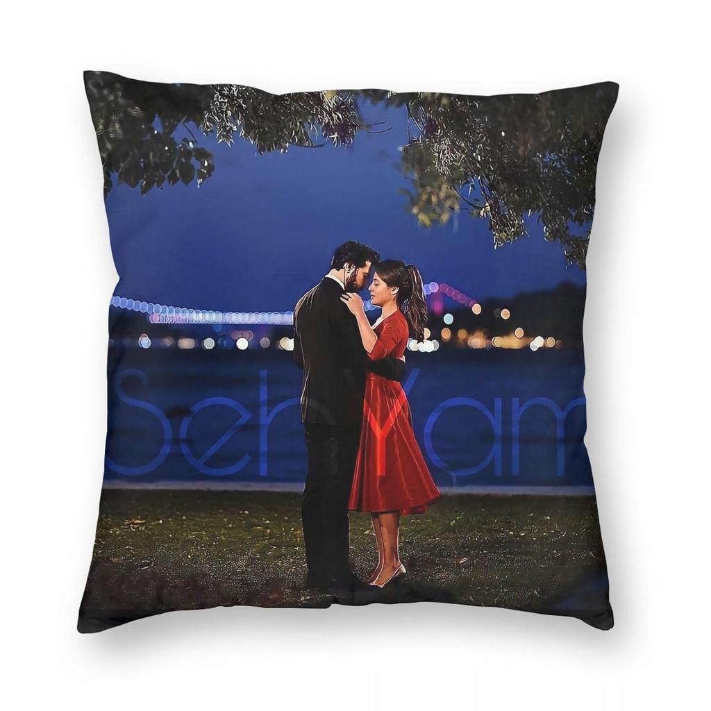 Sen Cal Kapimi Kerem Bursin Hande Ercel Pillowcase Polyester Linen Velvet Pattern Zip Decorative Pillow Case Bed Cushion Cover