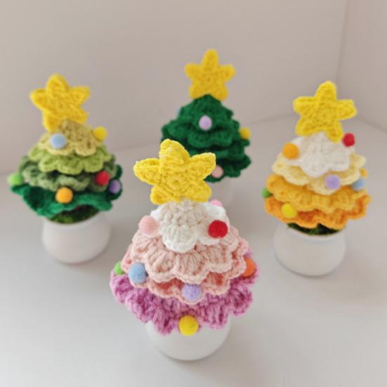 Christmas Yarn Ornament Bright Color Xmas Tree Star Shape Knitted Tree