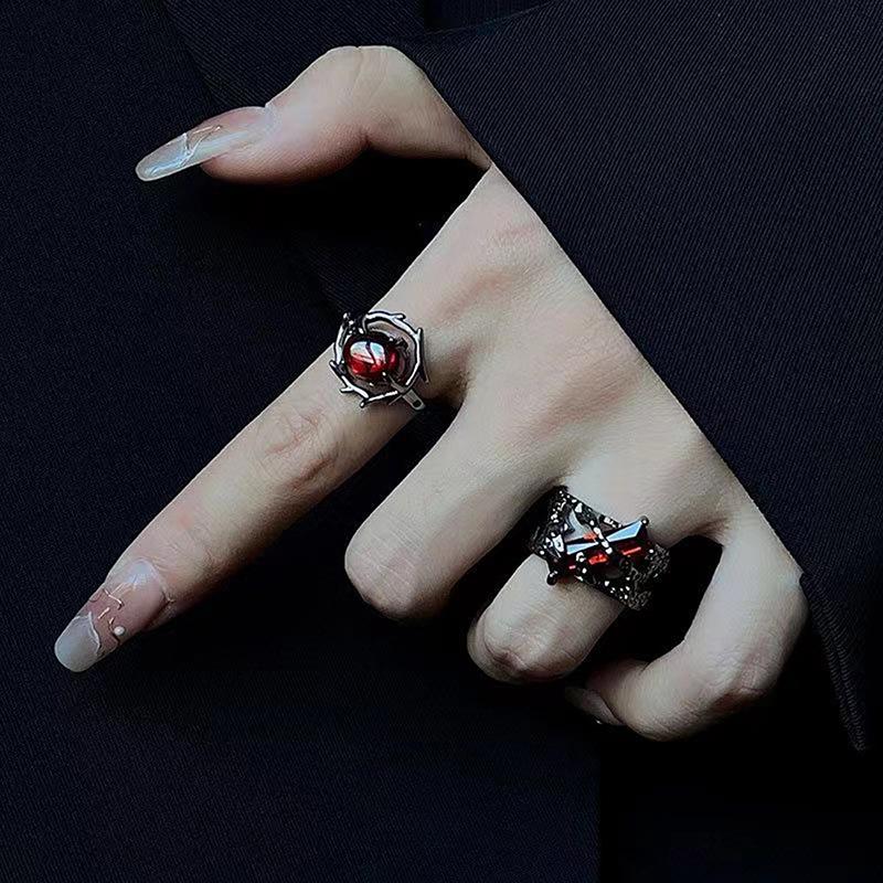 Original Design Dark Souls Ring For Women Men Scholar Retro Domineering Red Zircon Rings Hip Hop Punk Couple Jewelry