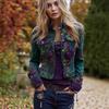 New Trendy 3D Pattern European-American Fashion High Street Denim Jacket with Lapel