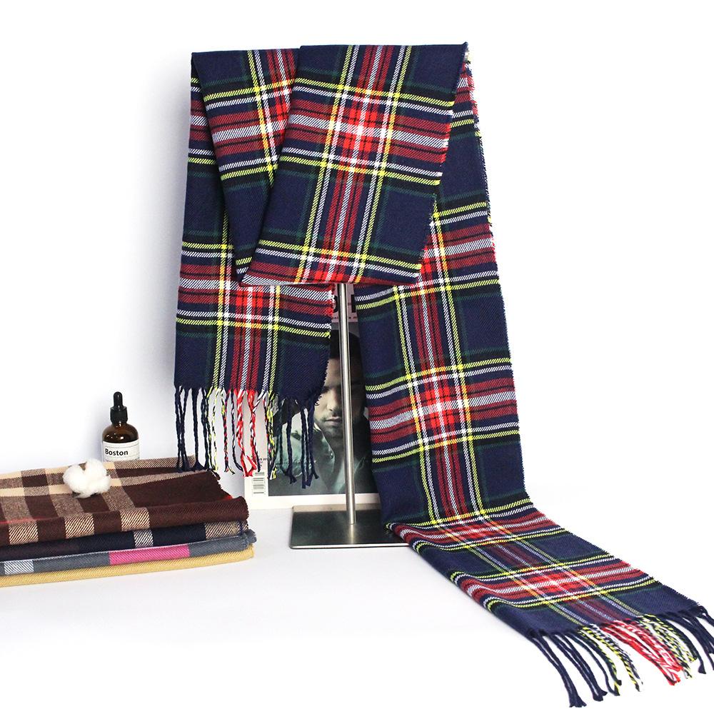 Autumn And Winter Scarves Imitation Cashmere Warm Men'S Plaid Scarf Manufacturers