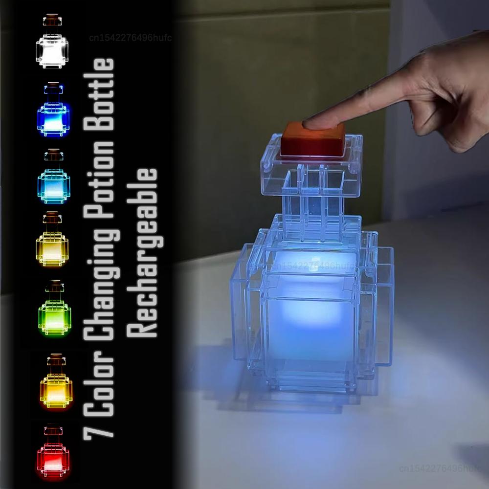 Rechargeable Color Changing Potion Bottle Night Light 7 Colors Portable Mood Light Mini Ornament Home Decoration Birthday Gift
