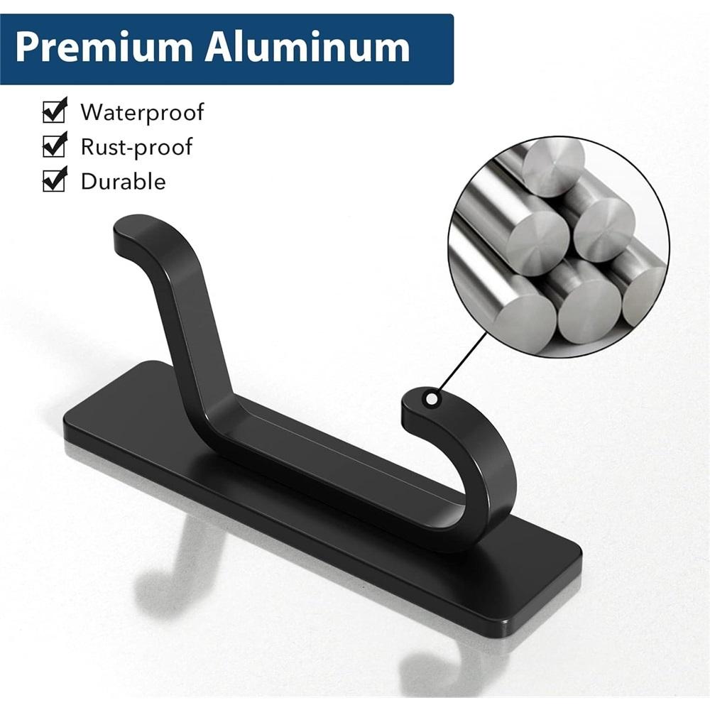 Ganchos Autoadhesivos, Extra Pegajosos y Fuertes, Cuelgan Hasta 6KG, Adhesivos de Alta Resistencia, Gancho sin Clavos para Detrás de la Puerta, Negro, Paquete de 4