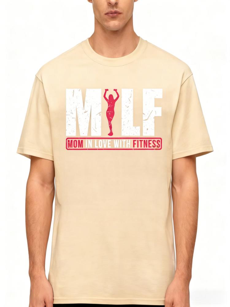 SpringSummer MILF Mom in Love with Fitness Pattern Letter Printed Cotton Tshirt Fashion Casual Short Sleeve Round Neck Tshirt
