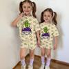 Kids Halloween Print Short Sleeve T-Shirt and Shorts Set Casual 2-Piece Outfit for Boys and Girls