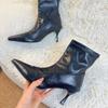 Designer Spring Thick Heel Women Ankle Boots Elegant Pointed Toe Soft Leather Shoes Street Style Modern Short Botas Para Mujer