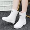 Chic Women's Mid-Calf Rain Boots: Ideal for Kitchen Work, Fishing, Outdoor Activities, and Car Washing. Velvet-Lined, Non-Slip, and Waterproof.