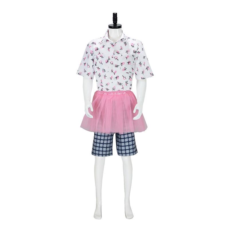 Ace Ventura Cosplay Men Funny Outfit Shirt Shorts Pink Tutu Skirt Movie Pet Detective Jim Carrey Costume Halloween Party Suit