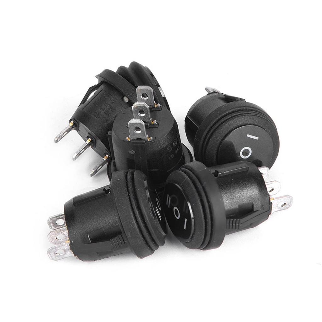 5pcs 3 Position ON OFF ON Black Round Rocker Switch 3 Pin 10A 125V 6A 250V