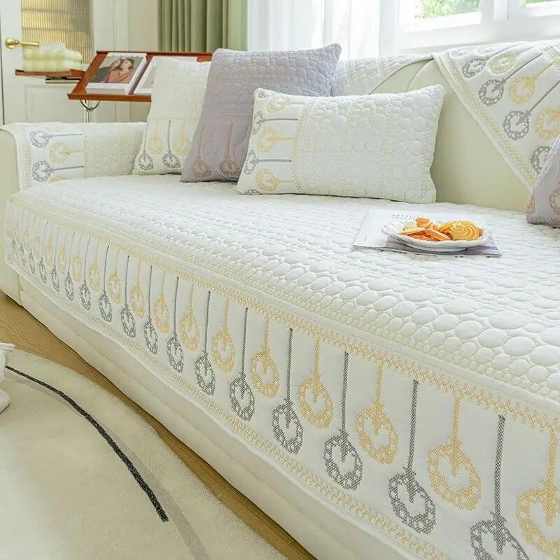 Универсальный чехол для дивана с вышивкой, Нескользящая простая современная хлопчатобумажная ткань, диванная подушка для гостиной, чехол для дивана, подлокотник, ткань, полотенце 70x210cm 1pcs