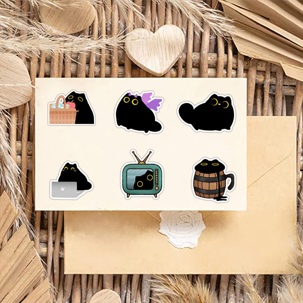 10/30/50pcs Cute Creative Black Cat Stickers Cartoon Graffiti Decal DIY Notebook Guitar Phone Car Waterproof Sticker Fun for Toy