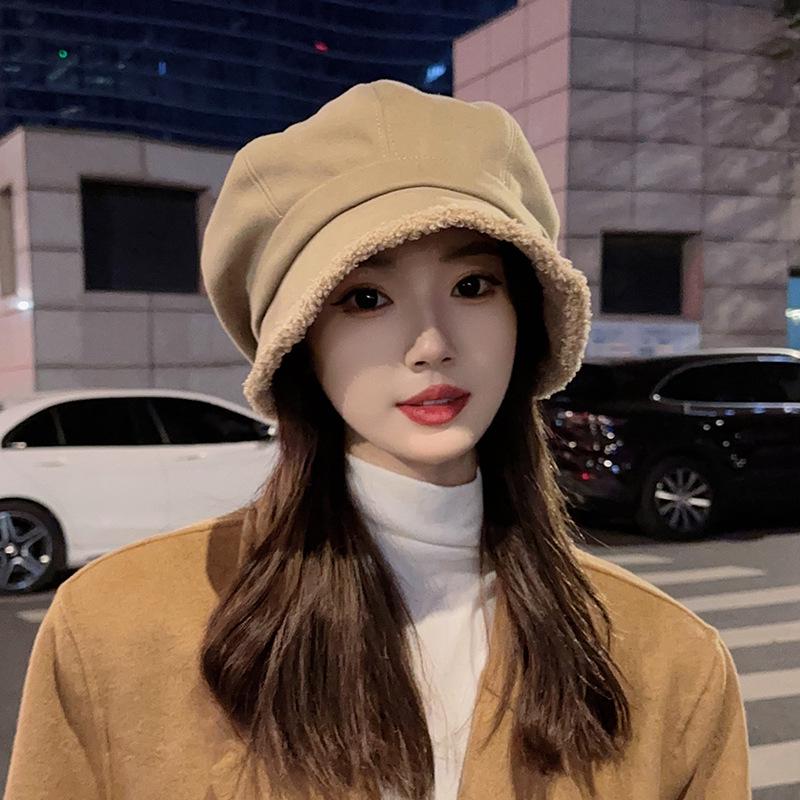 

Японская женская зимняя мешковатая восьмиугольная плюшевая шляпа-рыбачка – Облегающая лицо, для большой головы, с плюшем, универсальный дизайн 3-в-1 One Size