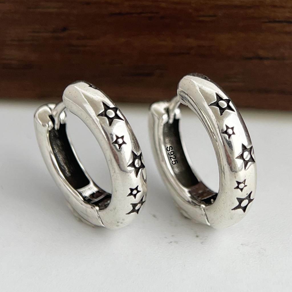 Xiaomi 925 Sterling Silver Vintage Square Earrings For Women Trendy Black Star Earring Jewelry Prevent Allergy Party Accessories Gift