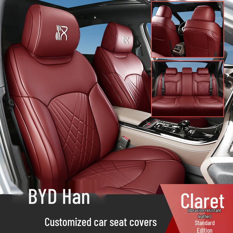 Durable Leather Seat Cover for BYD Han - Suitable for All Seasons, Fits Five Seats