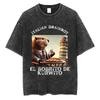 Bombardiro Crocodilo Crocodile Plane Bomber Funny Meme Washed Vintage T-shirt Men Women Casual Italian Brainrot Humor Style Tees
