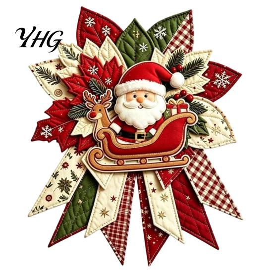Artisan Fabric Christmas Decorations DIY Quilted Bow Sewing Craft Kit, Pre-cut Patchwork Sophisticated Crafting Set Set, Holiday Door Hanger for Wall