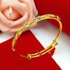 Gold-Plated Starry Dragon & Phoenix Push-Pull Women's Bangle - Non-Fading, High-End Jewelry