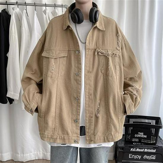 2021 Men's Korean Style Denim Jacket - Trendy, Loose, Versatile, Street Punk Fashion.