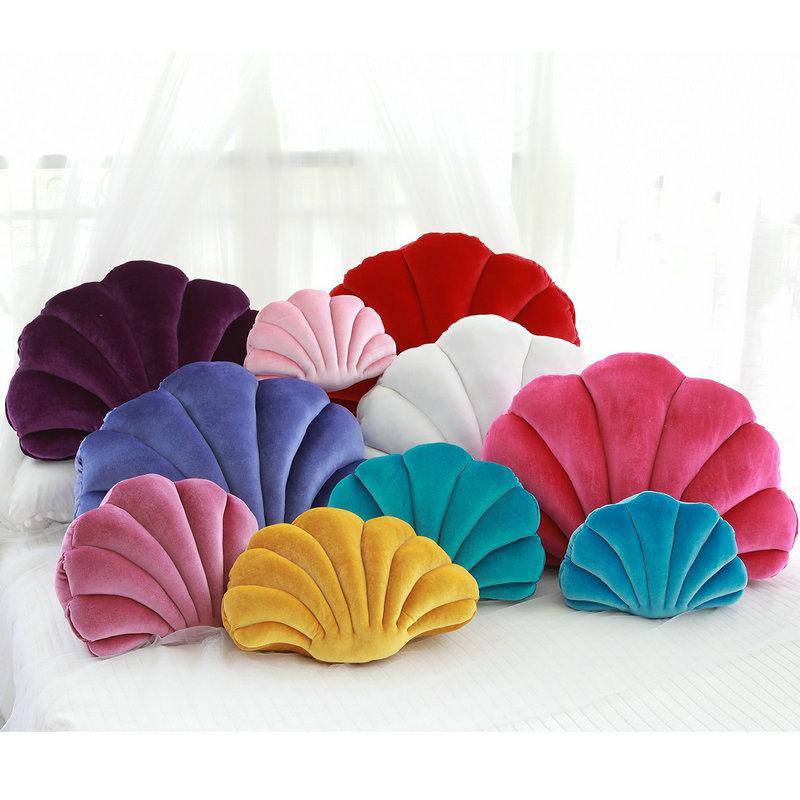 Fairy Home Luxury Decor Shell Pillow Princess'S Fantastic Velvet Pillow Sea Shell Home Decor Bed Sofa Cushion Decoration Gift