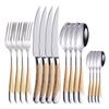 Set di posate dorate alla moda in acciaio inossidabile 18/10 Set di coltelli forchette posate Set di posate da servizio Posate Forchetta Drop Shipping