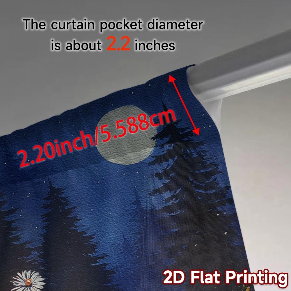 2D FLAT PRINTING 2pcs Curtains (Without Rod) Floral Night Scene April Fools is Day Festival Popular Curtains&Drapes Yarn