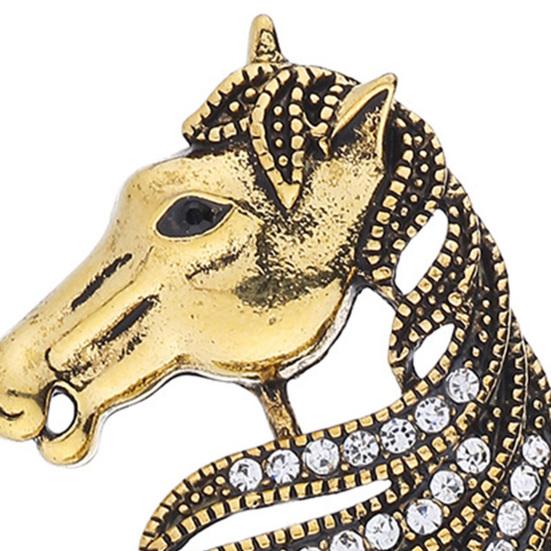 Yousheng Retro Rhinestone Horse Brooch Pin Women Men Zinc Alloy Horse Head Lapel Pin Animal Sweater Dress Suit Clothing Accessories Jewelry Gift