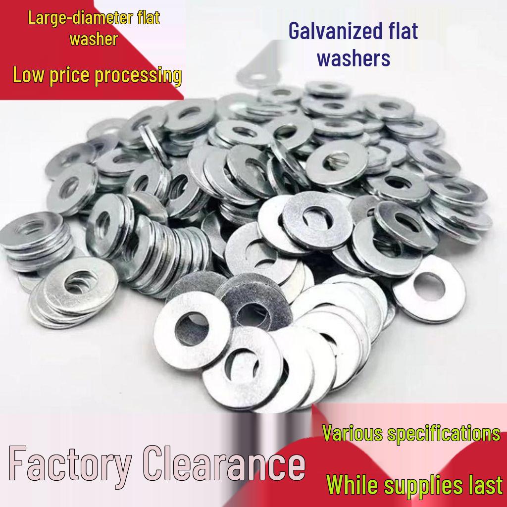 Galvanized Round & Flat Washer Set: Thickened, Large Screw Gaskets - Complete E18