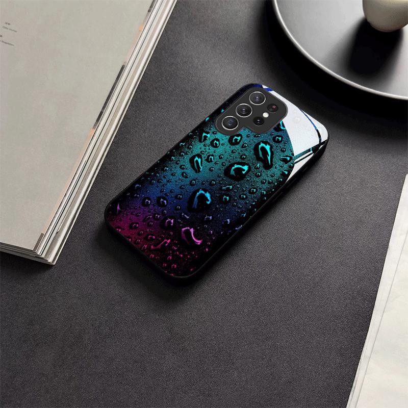 Halo Pearl Water Droplet Pattern Glass Phone Case Suitable for Samsung Galaxy S26 S25 S24 S22 S21 S20 FE/Ultra/Plus5G Anti Drop